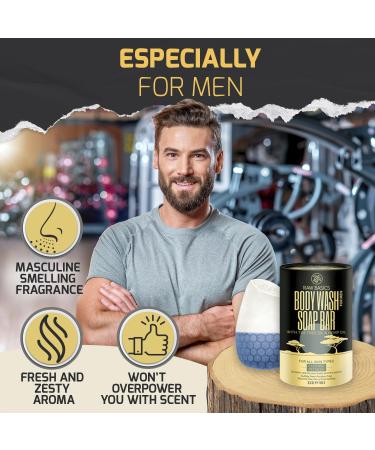 Natural Men's Body Wash Bar - Zero Waste Travel Size Vegan Sulfate-Free with Tea Tree Oil & Shea Butter - Eco-Friendly 16 oz - Buy Online on GoSupps.com
