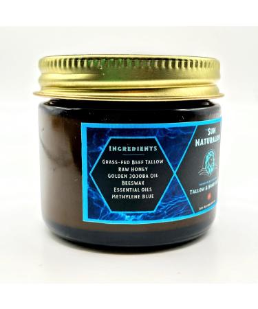 Tallow & Honey Balm - Methylene Blue Infused Lavender Scent | 100% Grass-Fed Beef Tallow & Organic Ingredients for Dry Skin & Sunburn Relief - International Shipping Available - Buy Online on GoSupps.com