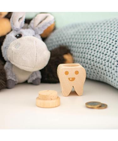 LAUBLUST Wooden Milk Tooth Box with Lid | Engraved Tooth Design & Smiley | Perfect Childhood Keepsake & Gift for Kids - Buy Online on GoSupps.com