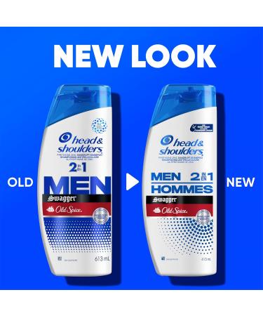 Head and Shoulders Mens 2 in 1 Dandruff Shampoo and Conditioner Anti-Dandruff Treatment Old Spice Swagger for Daily Use Paraben Free 613 mL - Buy Online on GoSupps.com