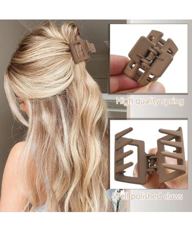Giesiery 8 Pack Small Square Hair Claw Clips for Thin Hair - Non-Slip Short Hair Accessories - Neutral Tones - 1.6 Medium Double Row Teeth - Women/Girls - Buy Online on GoSupps.com