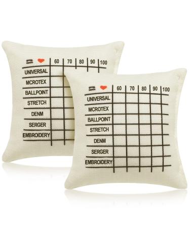2 Pieces Linen Needle Sorting Pin Cushion Cool Pin Cushions for Sewing Cute Sewing Pin Cushion Accessories Pincushion Kit White Cushion for Pins for Sewing Wooden Base Needle Pincushions