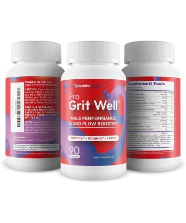 Pro Grit Well Male Performance Max Blood Flow Booster - Our Best Gritwell Male Performance Supplement to Increase Bloodflow to Vital Areas - Healthy Alpha Boost Blood Circulation Supplements for Men - Buy Online on GoSupps.com