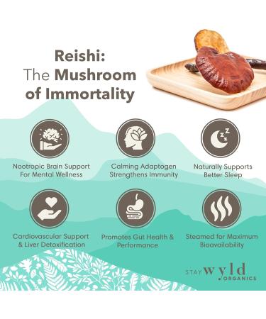 Stay Wyld - Organic Reishi Mushroom Supplement Capsules - Natural Mood and Mental Support - Mushroom Supplement For Mental Wellness and Calm - 100% Canadian Grown - 60 Capsules - Buy Online on GoSupps.com