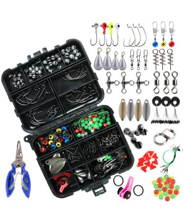 LIXADA 188/273/343-part fishing accessory set with tackle box pliers jig hooks vertebrae push buttons boards slide pearls 188 PCs