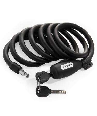Kohlburg cable lock 200 cm long - simply without a key can be locked - lock for bicycle with bracket - spiral lock with 3 keys as a bicycle lock & stroller lock - Buy Online on GoSupps.com