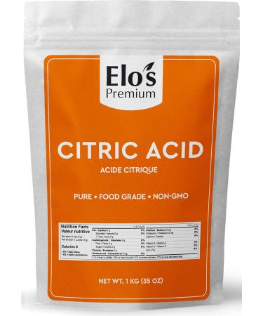 Citric Acid (1KG) by Elo s Premium |100% All-Natural Food Grade Flavour Enhancer| Packaged In Canada| Used As Household Cleaner and Preservative| Non-GMO Kosher and Halal Friendly Gluten Free| Make Skincare Cooking Baking Bath Bombs and More