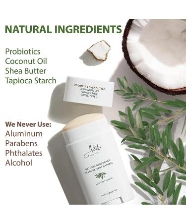 Artifa Natural Deodorant Aluminum Free with Probiotics, Coconut Oil & Shea Butter 2.65 oz - for Women and Men - Buy Online on GoSupps.com