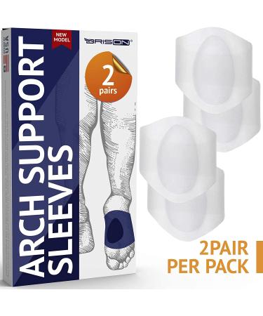 Soft Silicone Gel Arch Support Set for Flat Foot Pain Relief - 2 Pairs for Men and Women | Plantar Fasciitis Cushioned Sleeves with Arch and Heel Spurs Support - Buy Online on GoSupps.com