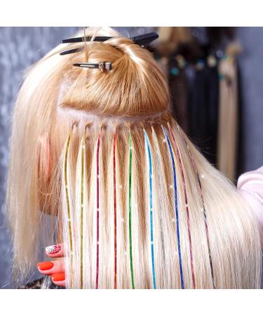 Xinzistar 14 Colors 2800 Strands Hair Tinsel Extension Kit Holographic Sparkle Hair Glitter Strands Rainbow Coloured Hair Extensions Fairy Dazzle Hair Extension for Festival Women Girls Kids Party - Buy Online on GoSupps.com