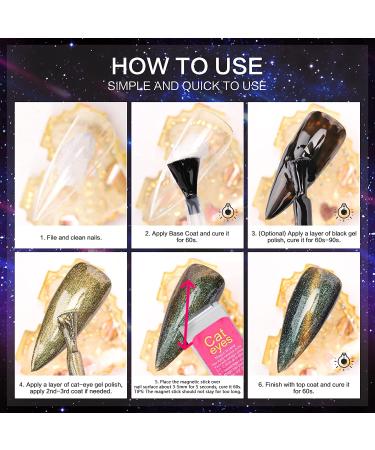 Morovan Cat-Eye Gel Nail Polish Kit - 6 Glitter 9D Magnetic Colors Set - Buy Online on GoSupps.com