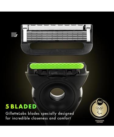 Buy GilletteLabs Exfoliating Bar Razor for Men - Champion Gold Edition | Premium Magnetic Stand & Refills - International Shipping Available - Buy Online on GoSupps.com