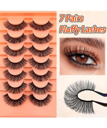 7 Pairs of 3D False Eyelashes Cat Eye Fluffy Volume Curly Cat-Eye Artificial Eyelashes Natural Look Reusable Handmade Faux Mink Makeup Eyelashes (7C-HR-E15) - Buy Online on GoSupps.com
