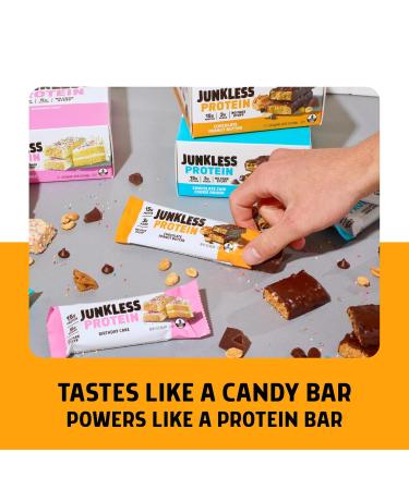 JUNKLESS Protein Bars - 12 Bar Variety Pack - 15g Protein High Fiber Gluten Free Meal Replacement - Delicious Indulgent Satisfying Healthy Snack for Energy - Buy Online on GoSupps.com