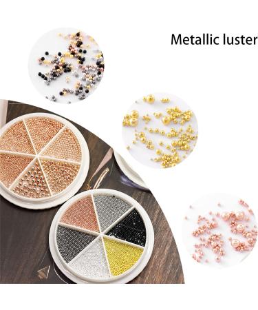 Nail Art Caviar Beads 6 Wheels Mini Caviar Micro Crystal Beads Mixed Size 3D Steel Ball Caviar Beads Gold Silver Rose Gold Black Manicure Nail Art Design for DIY Nail Decorations - Buy Online on GoSupps.com