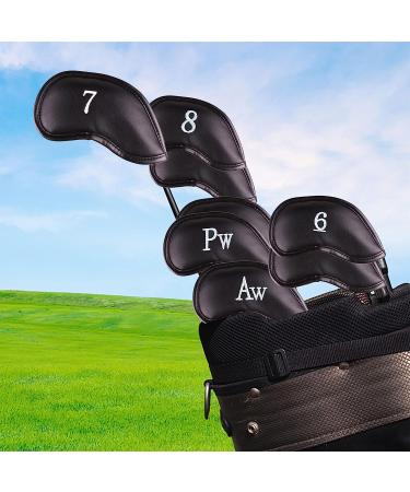 Premium Magnetic Leather Golf Club Head Covers Set | Embroidered Labels | Fits Irons and Wedges 4-Lw | Set of 10 - Buy Online on GoSupps.com