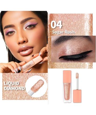 Oulac Liquid Glitter Eyeshadow Pink Eyeshadow Shimmer Eyeshadow & Eyeliner | Sheer Warm Beige with Lime and Pink Sparkle Blendable Eye Make-up Crease Resistant Vegan 5.4g Sugar Rush (04) - Buy Online on GoSupps.com
