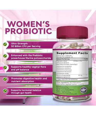 aSquared Nutrition Probiotics for Women - 50 Billion CFU Women's Probiotic Supports Digestive Gut Vaginal & Urinary Tract Health - Prebiotics for Females - 60 Capsules - Alt to Gummies - Buy Online on GoSupps.com