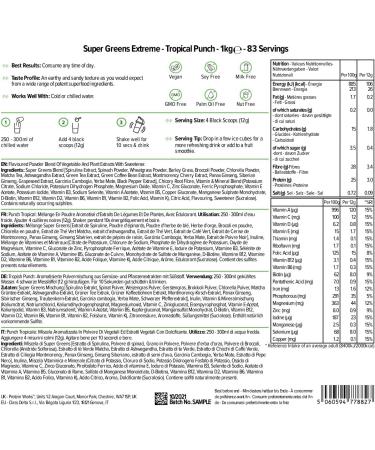 Protein Works Super Greens Extreme Powder 156 Health Benefits 41 Active Ingredients Vegan & Gluten Free No Added Sugar Tropical Punch 1kg 83 Servings Tropical Punch 1kg - Buy Online on GoSupps.com