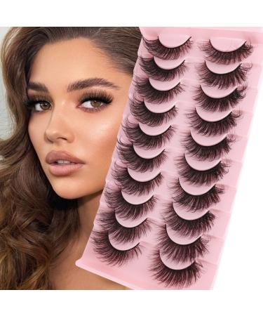 MilyBest Lashes False Eyelashes 10 Pairs 20mm Cat Eye Lashes Fluffy Wispy D Curl Volume Pesta as Postizas Bulk Strip Natural Look Lashes Sets Pack Faux Mink Eyelashes A-Cat eye | 20MM