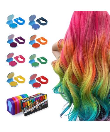Hair Chalk Dye 8Pcs Temporary Hair Color Chalk Portable Temporary Bright Hair 8 Color Dye Popular Chalks Set for Birthday Cosplay Makeup Party Washable Hair Chalk Pens Safe for Teen