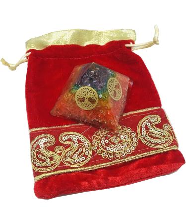 7 Chakra Tree of Life 4 Side Crystal Orgone Pyramid Healing Stone Crystal Pyramid EMF Protection Positive Energy Generator Orgonite Meditation Spiritual Balance Stones 65-70 mm with Velvet Phouch - Buy Online on GoSupps.com