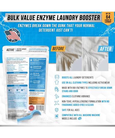 Enzyme Laundry Booster Odor Remover - 2 lbs Unscented Stain Cleaner Powder | Natural Deodorizer & Detergent Additive for 64 Loads - Buy Online on GoSupps.com