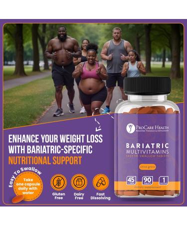 ProCare Health Bariatric Multivitamin with Iron 45mg (90 Easy to Swallow Tablets) - Post Op Bariatric Vitamins for Gastric Bypass Pills for Sleeve Patients Sustains Recovery & Energy (3 Month Supply) 90 Count (Pack of 1) - Buy Online on GoSupps.com