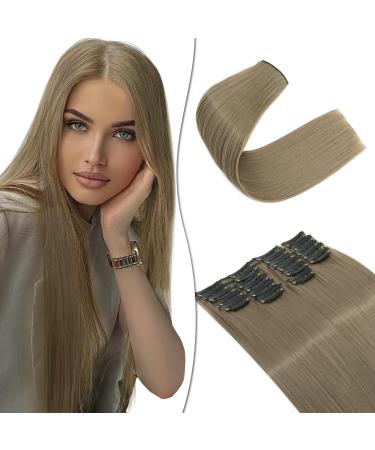 SEGO 12 PCS clip in extensions such as real hair hair extensions hair parts with 22 clips 55 cm cheap for full head 180g medium brown & ash blonde 55 cm medium brown & ash blonde
