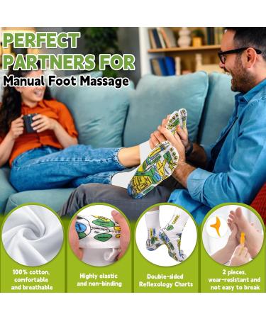 2 Pairs Reflexology Socks with Acupressure Pen - Foot Massage & Pressure Point Relief - Buy Online on GoSupps.com