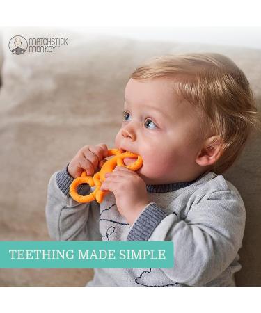 Matchstick Monkey Mini Teether - Antimicrobial Silicone, BPA Free, Easy-to-Grip - Orange, 10 cm - Ages 3 Months - Buy Online on GoSupps.com