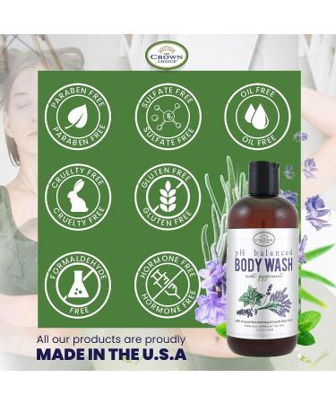 Natural Body Wash for Sensitive Skin 12oz - pH Balanced Shower Gel with Essential Oils for All Skin Types - Aloe, Spearmint, Lavender, Manuka & Sweet Peppermint - Buy Online on GoSupps.com