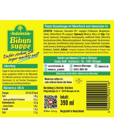 Indonesia Original Bihun Soup - Authentic Chicken & Vegetable Soup (390 ml Pack of 2) | Delicious International Shipping - Buy Online on GoSupps.com