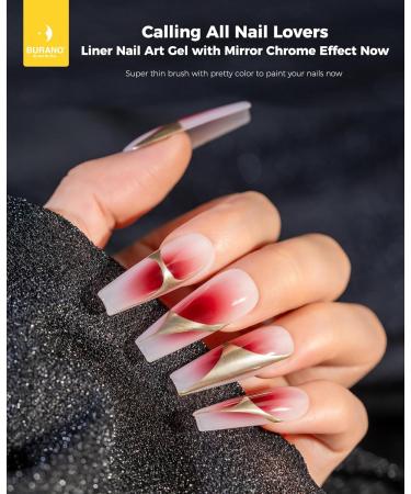 BURANO Silver Gold Metallic Gel Nail Polish Liner Nail Art Polish 3D Painted Mirror Chrome Painted Gel Nail Design Polish 2 Bottle 8ml Chrome Gel Nail Polish Curing Required - Buy Online on GoSupps.com
