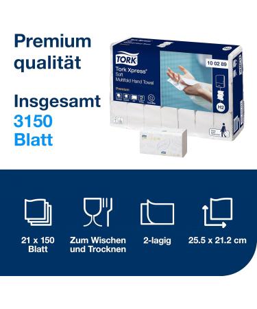 Buy Tork XPress Soft Multifold Paper Towels 100289 & 100297 - Premium 2-Layer Bundle White 21x150 & 21x100 - International Shipping Available - Buy Online on GoSupps.com