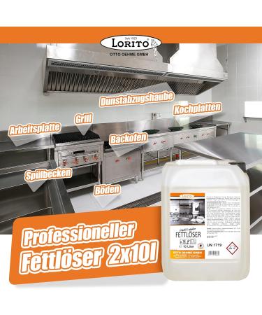 Buy Lorito Professional Fat Removal - 2x10L Kitchen Cleaner Concentrate for Extractor Hoods Grills Ovens & Tiles - International Shipping Available - Buy Online on GoSupps.com