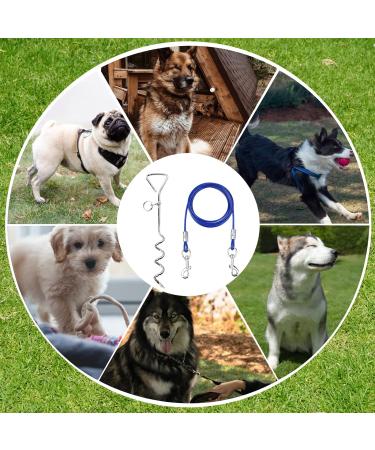 Spiral Heavy Duty Ground Spike Stake (40cm/16.14") with Outdoor Dog Camping Tie Out (3m Red) Dog Tie Out Cable and Stake for Dogs Out for Outdoor Yard and Camping - Buy Online on GoSupps.com