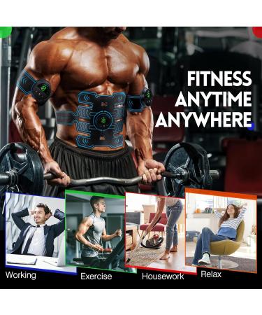 Aiseok EMS Abdominal Muscle Trainer - USB Rechargeable Belly Trainer 6 Modes & 19 Intensities LCD Screen Unisex EMS Training Device for Arms Hips & Legs - Buy Online on GoSupps.com