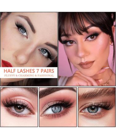 7 Pairs Fluffy Half Eyelashes Cat Eye 15 mm Short Cat Eyes Artificial Eyelashes Natural Look 1/2 Corner False Eyelashes Set 3/4 Corner Eyelashes Reusable Lightweight Makeup Eyelashes (ZF05) 7p-HF-ZF05 - Buy Online on GoSupps.com