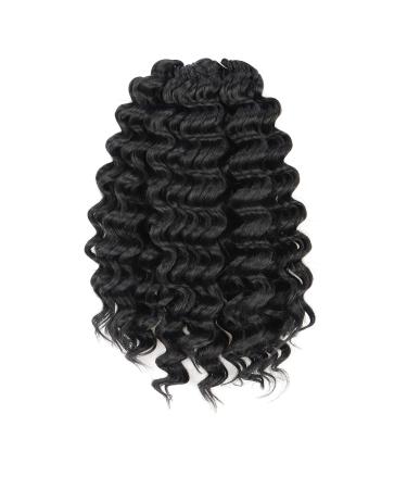 Deep Twist Crochet Hair 14 Inch - 8 Packs Natural Black Deep Wave Crochet Braids, Ocean Wave Synthetic Braiding Hair Extensions ToyoTree(14 Inch ,1B) 14 Inch (Pack of 8) 1B