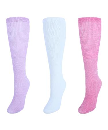 CTM Women's Diabetic Comfort Fashion Crew Socks (3 Pack) One Size Pink