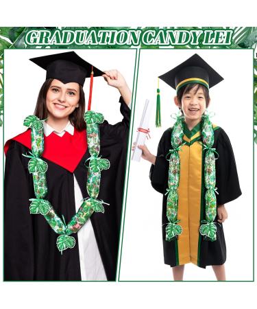 Kisston Graduation Candy Lei Making Kit Hawaiian Candy Lei Kit Includes 12 Pcs Candy Lei Bags 3 Rolls Ribbon 24 Pcs Cards (Green Palm Leaf) Palm Leaf Green - Buy Online on GoSupps.com