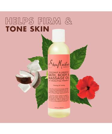 SheaMoisture Bath Body & Massage Oil - 8 fl oz | Gluten-Free Vitamin E, Coconut & Hibiscus - Buy Online on GoSupps.com