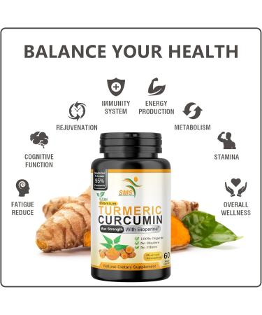 Turmeric Curcumin Supplement 1 000mg 95% Curcuminoids with BioPerine Black Pepper for Absorption Vegan Non-GMO Made in USA 60 Capsules - Buy Online on GoSupps.com