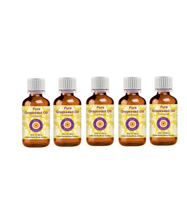 Deve Herbes Pure Grapeseed Oil Vitis vinifera 100 Natural Therapeutic Grade Cold Pressed for Personal Care Pack of Five 100ml X 5 169 oz