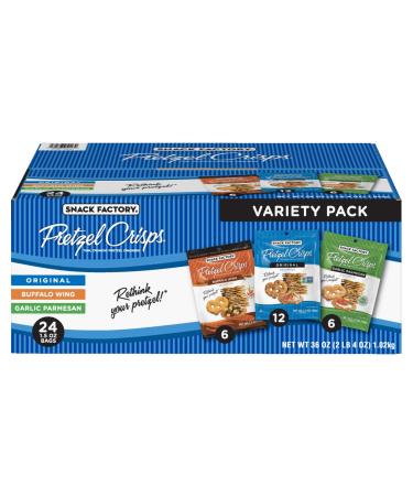 Snack Factory Pretzel Crisps Variety Pack, Individual 1.5 Ounce (Pack of 24) Variety Pack Single Serve
