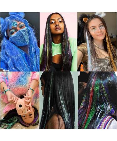 LNNXSZ Feather Hair Extension Kit Sparkle Synthetic Hair Extension Glitter Colorful Silk Party Hair Extensions (Color : #2 Size : 22inches) 22inches #2 - Buy Online on GoSupps.com