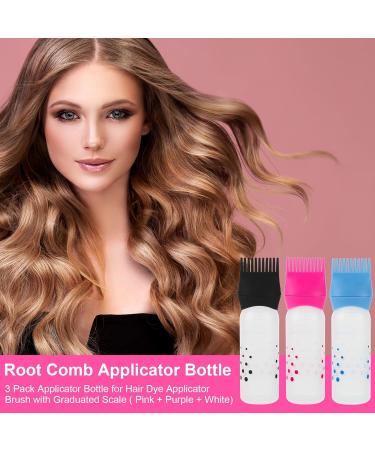 3 Pack Root Comb Applicator Bottle 6 Ounce Oil Applicators for Hair Dye Plastic Squeeze Bottle Applicator Brush with Graduated Scale Hairdressing Coloring Styling Tool - Buy Online on GoSupps.com