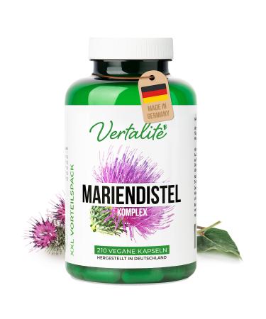 Vertalite MariendStistel complex XXL Pack with 210 capsules 500mg high -dose a full 7 months stock out of Mariendtel extract of 80% slymarin dandelion and artichoke vegan made in germany