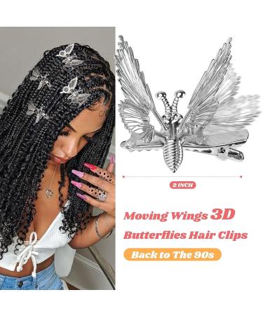 DEEKA 12 PCS 3D Moving Butterfly Hair Clips - Silver Butterfly Hair Accessories for Women and Girls - Buy Online on GoSupps.com